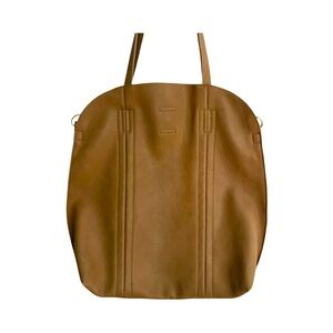Tan Brown Vegan Leather Hobo Shoulder Bag Slim